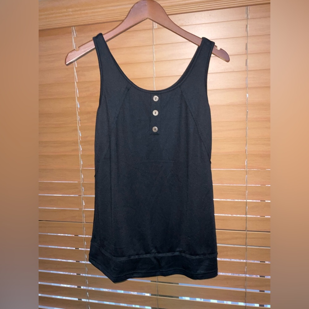 Black Sleeveless Top with Button Detail